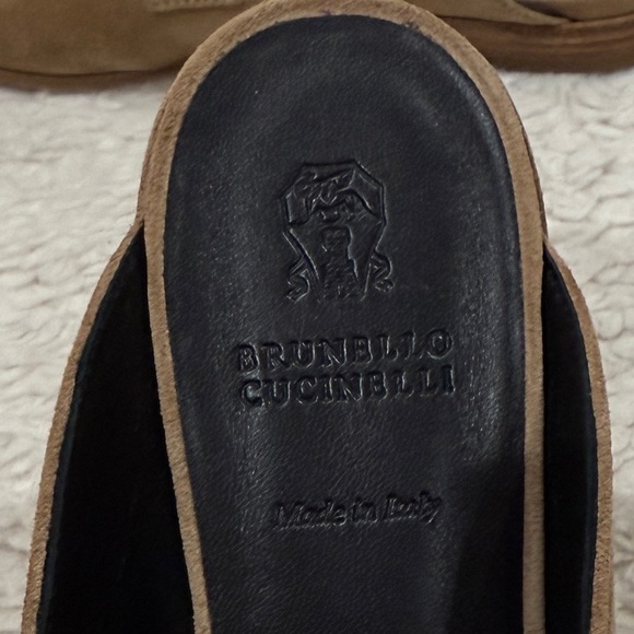 New Brunello Cucinelli Monili Embellished Suede Backless Mule Loafers Sz 38 US 8 - Picture 8 of 10